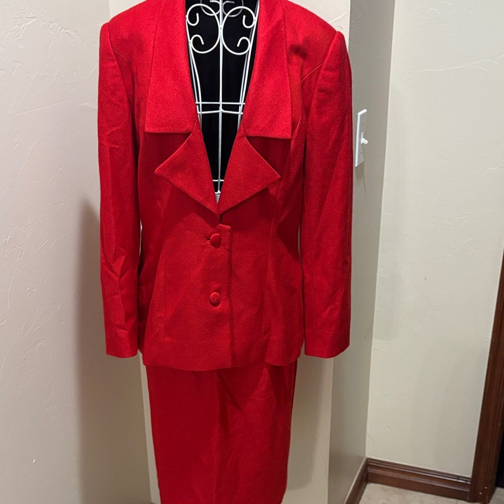 Peggy Jennings Red Blazer and Skirt Set